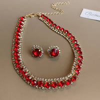 Fashionable Square Earrings Necklace Set Luxury Lightweight Clavicle Chain Personalized High-end Neckwear Women Shapepattern