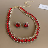 Fashionable Square Earrings Necklace Set Luxury Lightweight Clavicle Chain Personalized High-end Neckwear Women Shapepattern