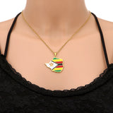 Africa Zimbabwe Map Flag Pendant Necklace Stainless Steel Gold Color African Men Women Maps Jewelry Gift