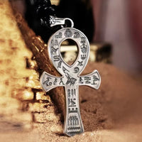 Ancient Egyptian Pharaoh Life Anka Cross Stainless Steel Necklace Anubis Totem Pendant Men\'s Amulet Jewelry Leather Rope Chain