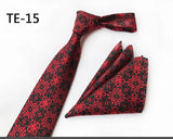 Royal Striped Paisley Ties For Men Luxury 8cm Necktie Pocket Square Cufflinks Gift Set Jacquard Weave Tie Suit Accessories