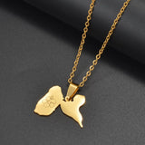 Anniyo Guadeloupe Map Hibiscus flower Pendant Necklaces for Women Jewelry France Guadeloupe  @364521