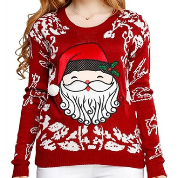New European and American Christmas Day Sweater Customized Santa Claus Jacquard Knitted Top Hoodie
