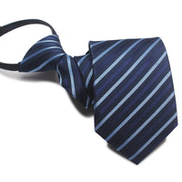 Zipper Ties For Men Women Striped Mens Tie For Business Wedding Skinny Neck Tie Casual Slim Blue deep Light navy blue Necktie