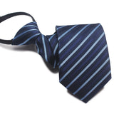 Zipper Ties For Men Women Striped Mens Tie For Business Wedding Skinny Neck Tie Casual Slim Blue deep Light navy blue Necktie
