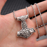 Trendy Retro Crow Prairie Wolf Double Sided Viking Tomahawk Pendant Necklace Charm Men's Necklace Metal Accessorie Party Jewelry