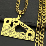 Judaism Jerusalem Old City Jewish Stainless Steel Necklaces for Women Men Gold Color Temple of God Hebrew Chain Amulet Jewelry
