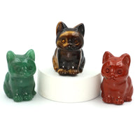 1.5" Cat Figurine Natural Stone Crystal Hand-carved Crystal Animal Statue Chakra Gem DIY Animal Handicrafts Artworks Home Decor