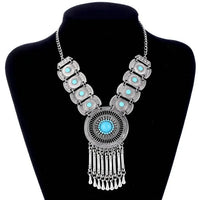 Fashion Ethnic Gypsy Bohemian Choker Necklace For Women Beads Drop Tassel Vintage Big Statement Collier Femme Party Jewelry Gift