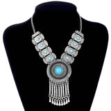 Fashion Ethnic Gypsy Bohemian Choker Necklace For Women Beads Drop Tassel Vintage Big Statement Collier Femme Party Jewelry Gift