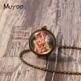 2023 New Arrival Fashion Painting India Shiva Ganesha Hindu God Glass Dome Antique Pendant Handmade Jewelry Vintage Necklaces