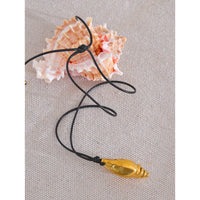 Yhpup 2024 Summer Stainless Steel Metal Conch Shell Leather Pendant Necklace for Women Statement Daily Gold Color Charm Jewelry