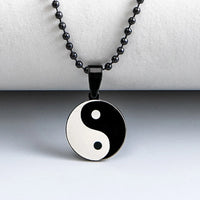 Ethnic Chinese Yin Yang Tai Chi Necklace Round Stainless Steel Tree Of Life Necklaces For Men Taoist Jewelry