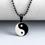 Ethnic Chinese Yin Yang Tai Chi Necklace Round Stainless Steel Tree Of Life Necklaces For Men Taoist Jewelry