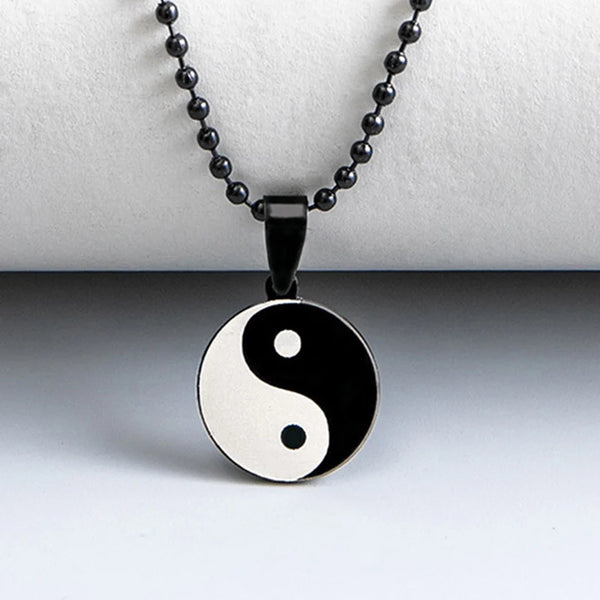 Ethnic Chinese Yin Yang Tai Chi Necklace Round Stainless Steel Tree Of Life Necklaces For Men Taoist Jewelry