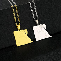 Stainless steel geometric Egyptian city name necklace, couple style ethnic titanium steel pendant accessory