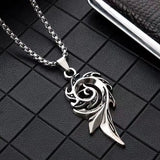 Korean hip hop Necklace female ins Phoenix flame pendant men's fashion personality titanium steel pendant punk disco accessories