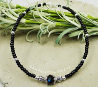 Anklet, Ankle Bracelet, Black Anklet, Crystal Anklet, Beaded Anklet, Beach Anklet, Ankle Jewelry, Foot Jewelry, Black Jewelry