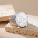 Dawapara Talisman Seal Solomon Ring Hexagram 12 Constellation Kabbalah Prosperity Good Health Amulet Stainless Steel Jewelry