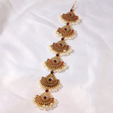 Vintage Hollow Hair Accessories For Women Crystal Stone Simulated Pearl Beads Tassel Head Chain Ethnic Style Women's Accesories