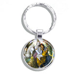 Hinduism Keychains Ganesha Vishnu Goddess of Kashmi Wealth Shiva Amulet Key Chain Glass Dome Keyring India Buddhism Jewelry Gift