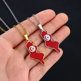Stainless steel Tunisian map necklace couple style famous style pop personality Dripping titanium steel collarbone chain accesso