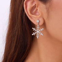 Delicate Multicolor Christmas Snowflake Stud Earrings for Women Zircon Pearl Dangle Piercing Earrings Girl New Year Party Gifts