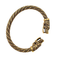 Classic Animal Viking Double Wolf Head Adjustable Bracelet Men Stainless Steel Bracelet Fashion Double Snake Heads Jewelry Gift