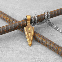 Viking Stainless Steel Gold Color Spear Pendant Necklace Scandinavian Rune Amulet Black Necklace Jewelry Men's Punk Hip Hop Gift