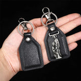 PU Leather Keychain Saint Christopher Charm Pendant Men Antique Bronze Plated Hook Keychain Car Keychain