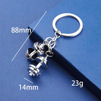New Mini Metal Dumbbell Keychain For Man Double Dumbbell Gym Mobile Backpack Hanging Accessories Keychain Party Gift