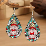 SOMESOOR Merry Christmas Series Waterdrop Shape Wooden Drop Earrings Santa Claus Tree Snowman Cute Ear Dangle Jewelry For Women
