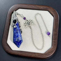 Silver Color 12 Faceted Natural Stone Crystal Pendant Pendulum for Divination 100% Clear Quartz Amethysts Pendulums Pendulo X334