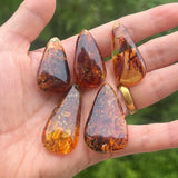 Yoowei Natural Piebald Amber 100% Genuine Unique Pendant Necklace Diy New Oval Water Drop Fashion Jewelry Original Reiki Stone