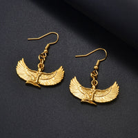 Anniyo Fab Egyptian Goddess Earrings Gold Plated Wing Earrings Ankh Bib Wicca Pagan Jewelry African Egypt Religion #098706E