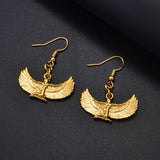 Anniyo Fab Egyptian Goddess Earrings Gold Plated Wing Earrings Ankh Bib Wicca Pagan Jewelry African Egypt Religion #098706E