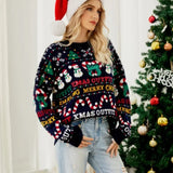 Xmas Outfits Women Full Sleeve Sequins Knit Sweater Warm Soft O Neck Christmas Knitwear Casual Loose Jumpers Pullover Party Look
