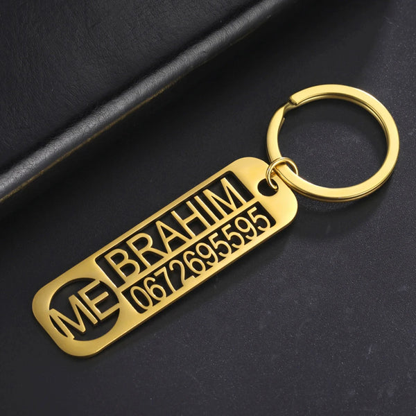 My Shape Custom Name Phone Number Keychain for Car Anti-lost Keyrings Personalized Name Keyholder Stainless Steel Jewelry Gifts