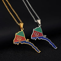 Charm Eritrea Map Flag Pendant Thin Necklaces for Women Girls Silver Color/Gold Jewelry African Map of Eritrean Ethnic Gifts