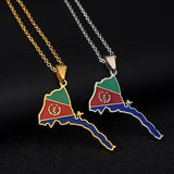 Charm Eritrea Map Flag Pendant Thin Necklaces for Women Girls Silver Color/Gold Jewelry African Map of Eritrean Ethnic Gifts