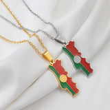 Anniyo Portugal Map Flag Pendant Necklaces for Women Girls Jewelry Portuguese Charms Maps @326921