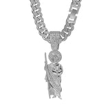 Men Women Hip Hop Saint Jude Pendant Necklace,13mm Cuban Chain Religious Saint Jude Idol Pendants Charm Jewelry 2025 New Arrived