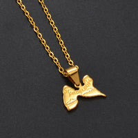 Anniyo Guadeloupe Map Pendant Necklaces for Women Girls Gold Color Jewelry France Guadeloupe Maps #200910