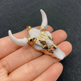 19 Styles Acrylic Cow Pendant Bull Skull Bone Gold Plated Charms for Men's Fashion DIY Jewelry Bull Head Pendant Necklace Gifts