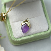 ITSMOS Acorn Natural Crystal Pendant Necklace Amazonite/labradorite Gold-plated Rhombic Simple Necklace Jewelry for Women Gift