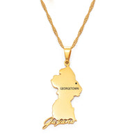 Anniyo I LOVE Guyana Map Pendant Necklace Women Girls,The Capital Georgetown Jewelry Republic of Guyana #159521