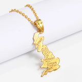 Anniyo United Kingdom of Great Britain and Northern Ireland Map Pendant & Necklaces for Women UK Country Maps #201210