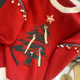 Christma Tree Knit Sweater Pullover Women Fashion Loose Casual Ladies Tops 2023 Winter Long Sleeve O-neck Knitwear Jumpers