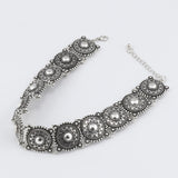 Vintage Alloy Carved Sun Pattern Choker Necklace for Women Traditional Boho Ethnic Round Collar Necklaces Statement Jewelry Gift