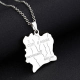 2024 New fashion stainless steel Ivorian map necklace for men and women geometric national style collarbone chain anniversary sm